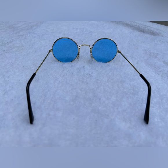 Blue Round Boho Hippie Sunglasses - Picture 5 of 10